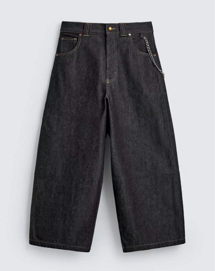 ZARA チェーン付き リラックスフィットパンツ