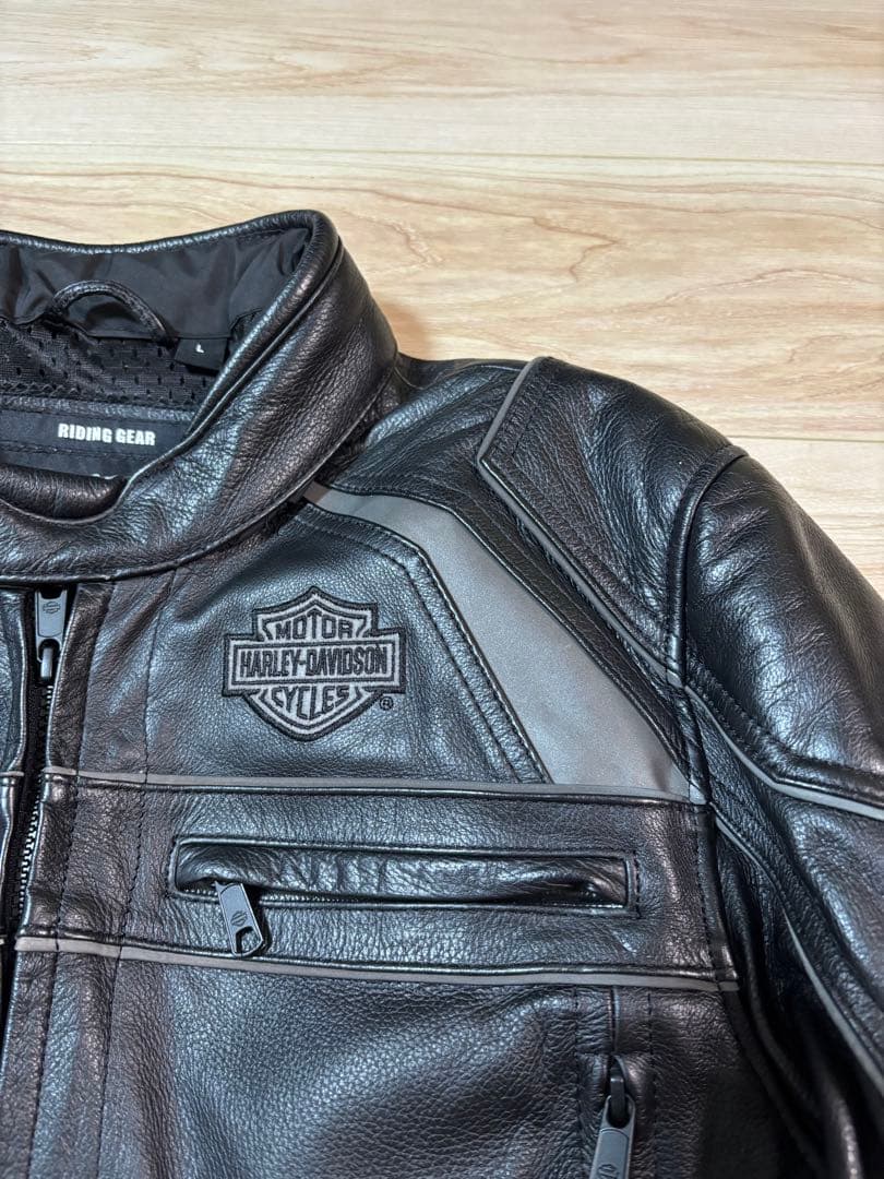 美品　HARLEY DAVIDSON　シングルライダースジャケット　ブラック　黒