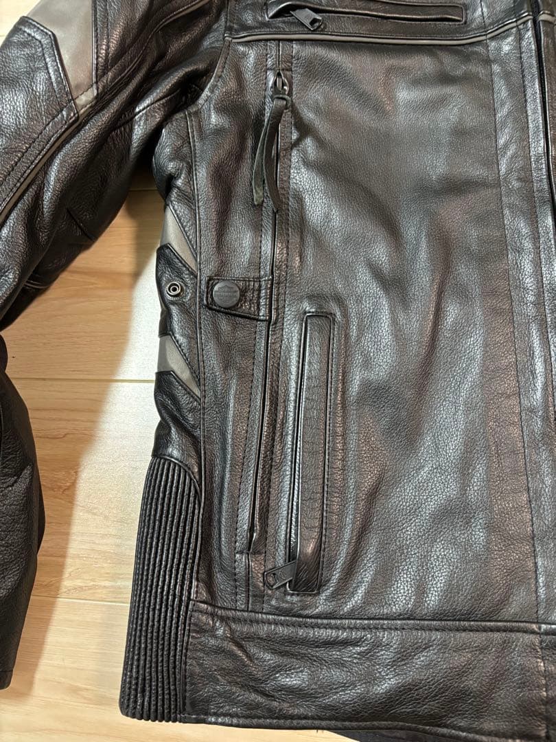 美品　HARLEY DAVIDSON　シングルライダースジャケット　ブラック　黒