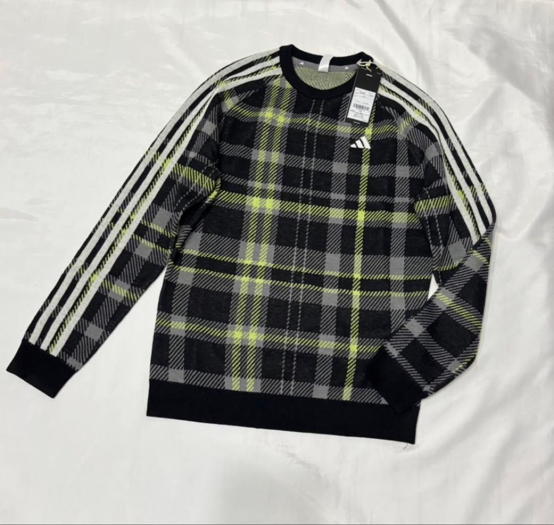 新品adidas ゴルフタータンチェック柄 ニット　裏起毛スカートセットアップ