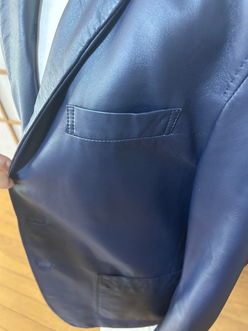 G-STAGE レザージャケット青 2ボタン羊革