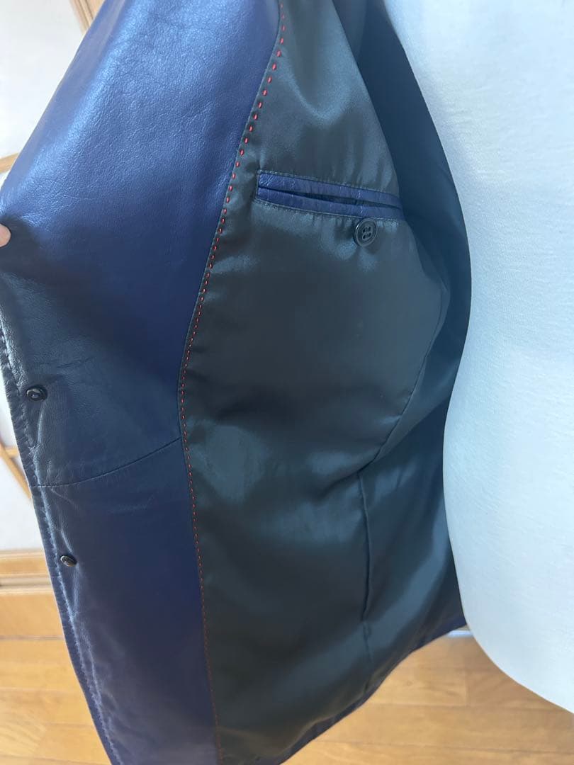 G-STAGE レザージャケット青 2ボタン羊革
