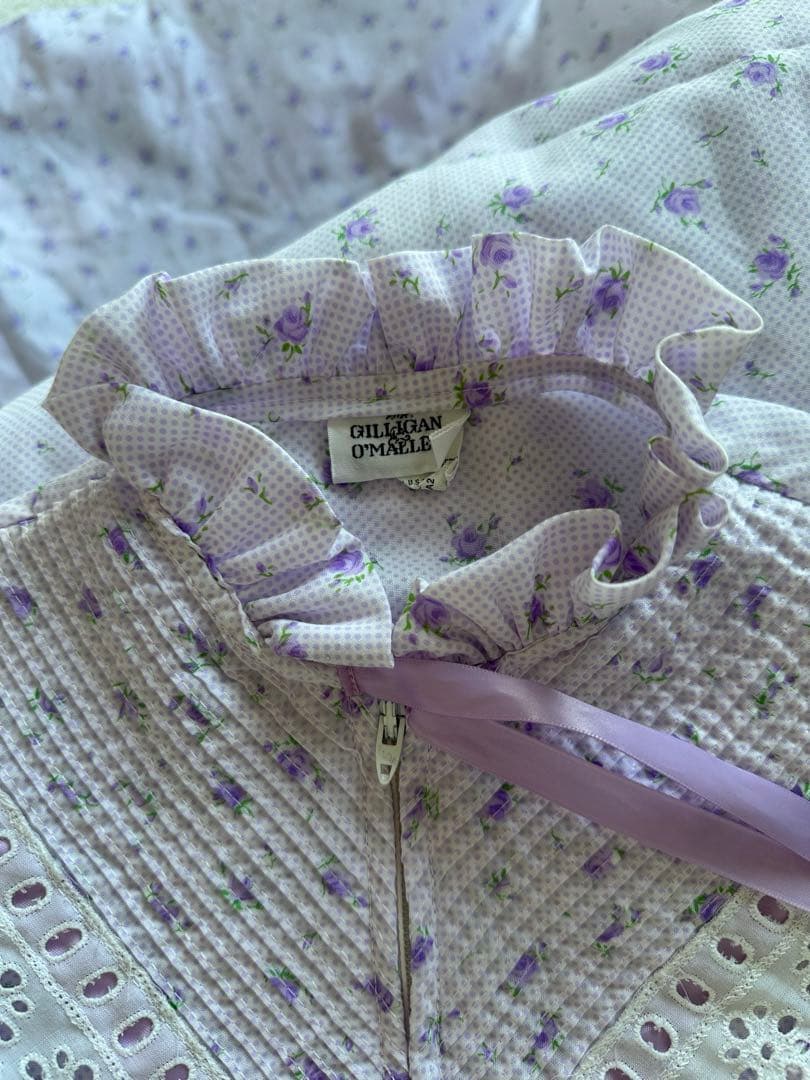 ワンピース 80s vintage satin ribbon flower dress