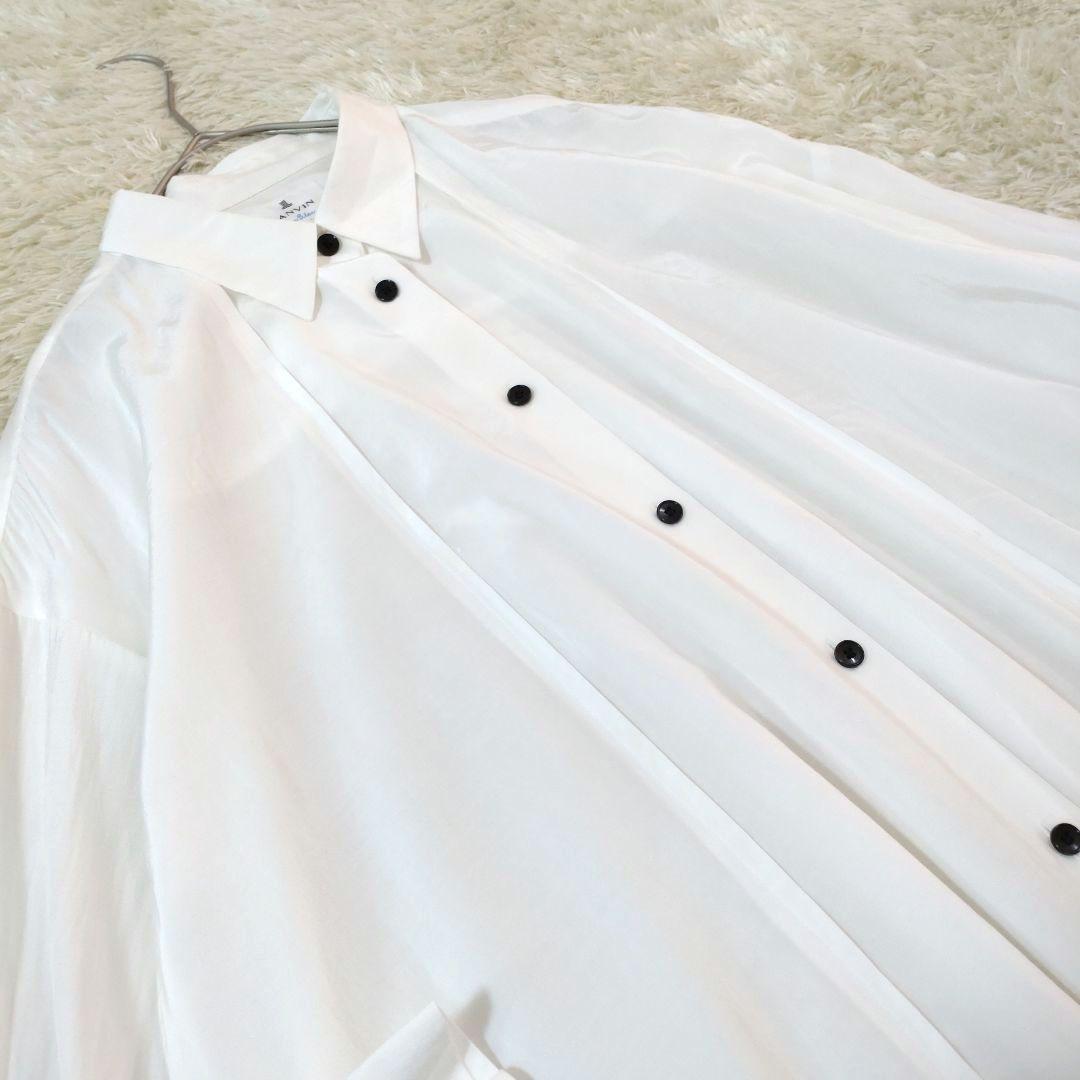 LANVIN en Bleu　レギュラーカラー変形シアーフレアロングワンピース