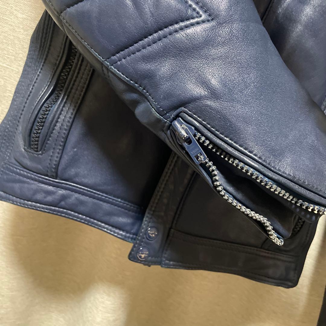 ライダース　ネイビー レトロ　Echtes Leder Mサイズ相当