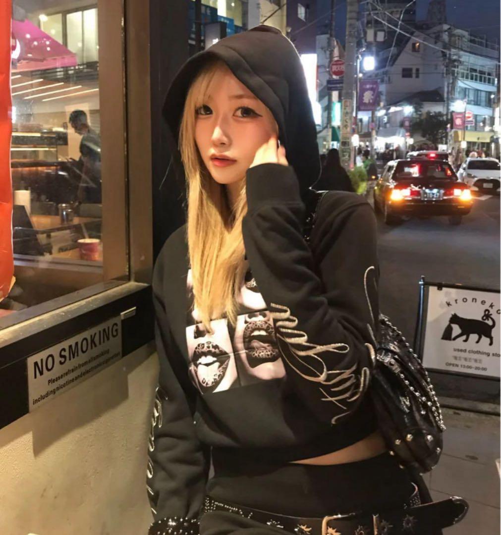 トップス 9090 girl Rip Print Hoodie