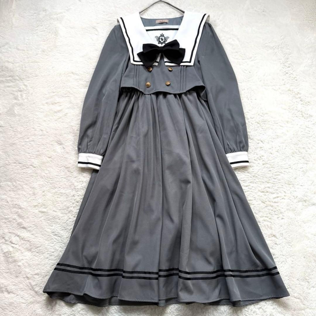 【美品】Amavel セーラーワンピース グレー レディース
