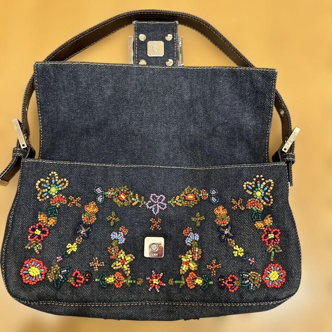 FENDI マンマバケット　フラワービーズ　デニム