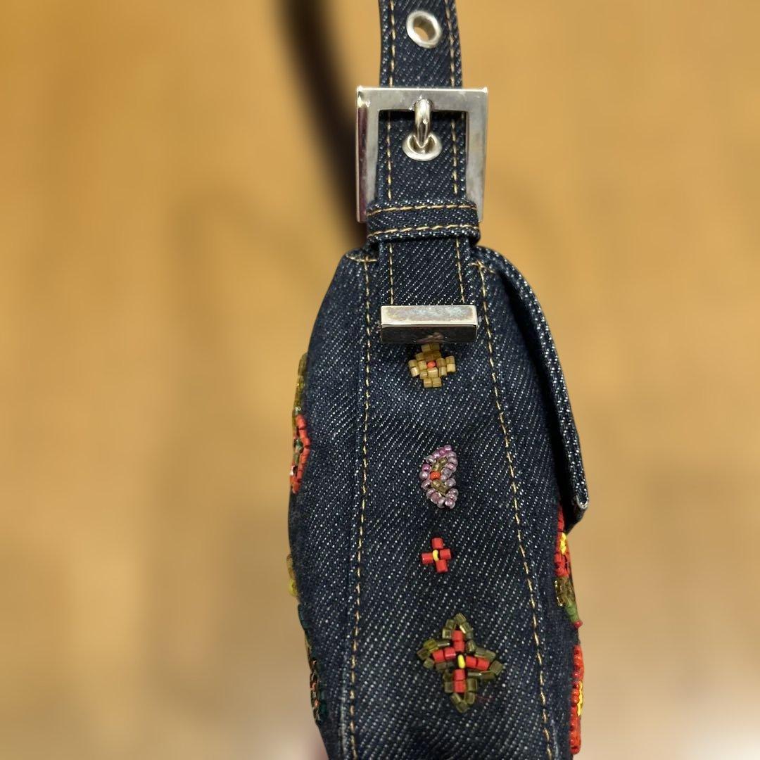 FENDI マンマバケット　フラワービーズ　デニム