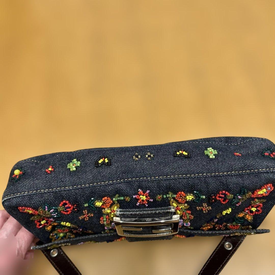 FENDI マンマバケット　フラワービーズ　デニム