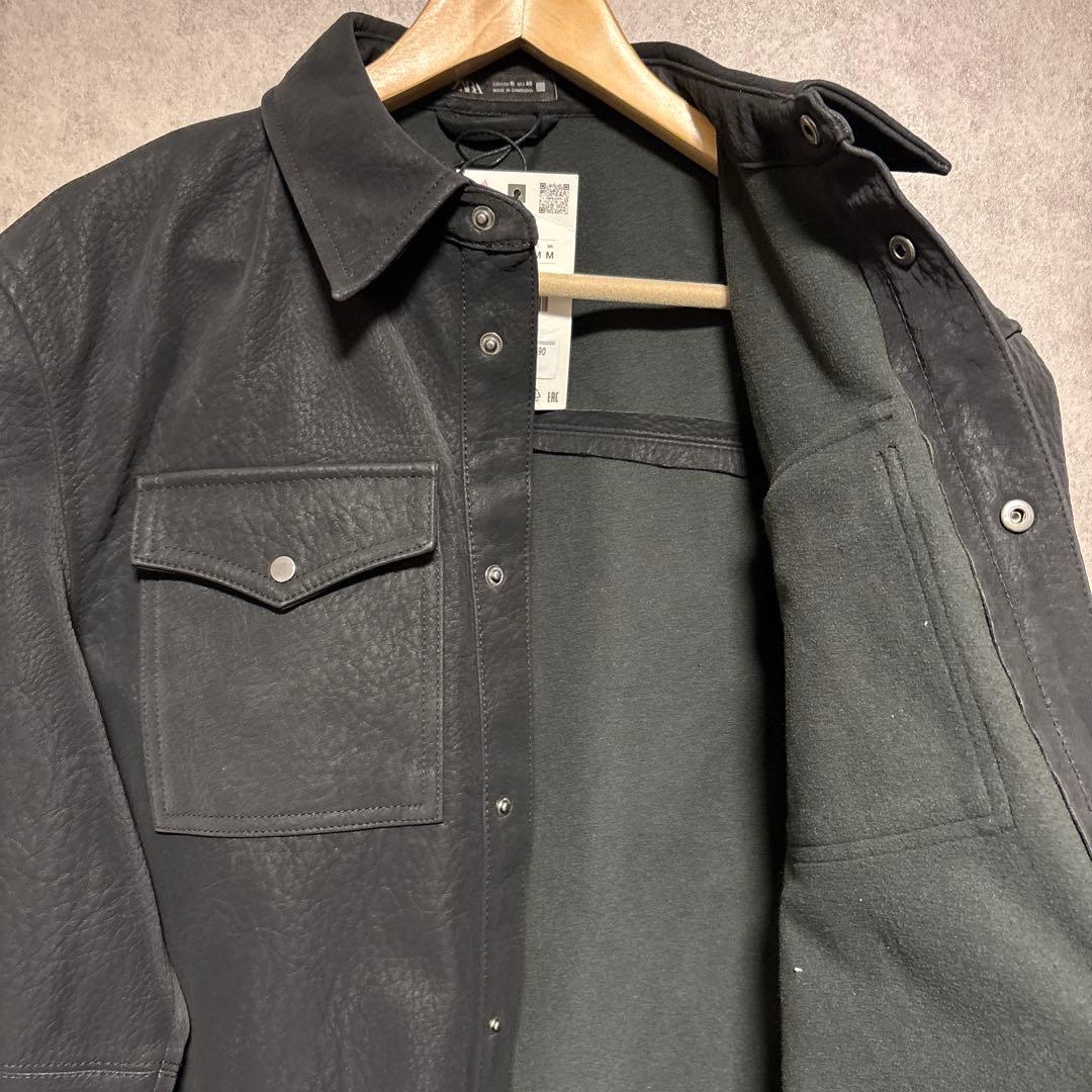 ZARA ザラ リラックスフィット フェイクレザー シャツジャケット M