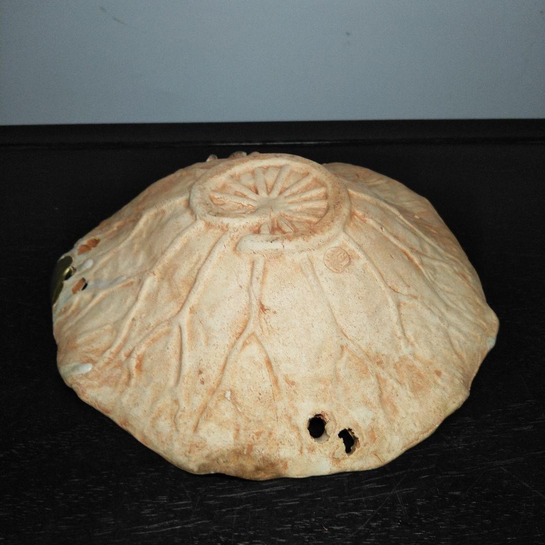 NO587 水月焼　菓子皿　蟹　細工皿　蓮葉　補修アリ