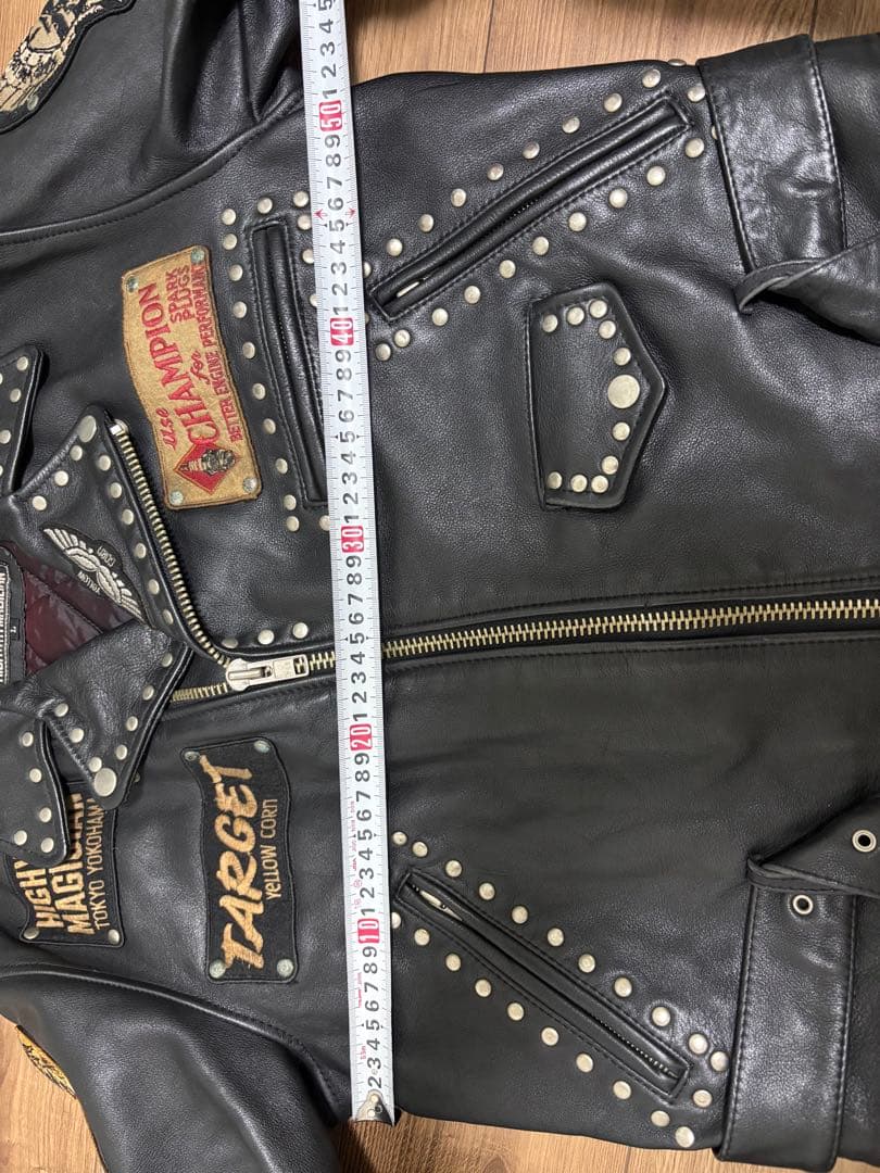イエローコーン カウレザー スタッズ ダブルライダース ジャケット L