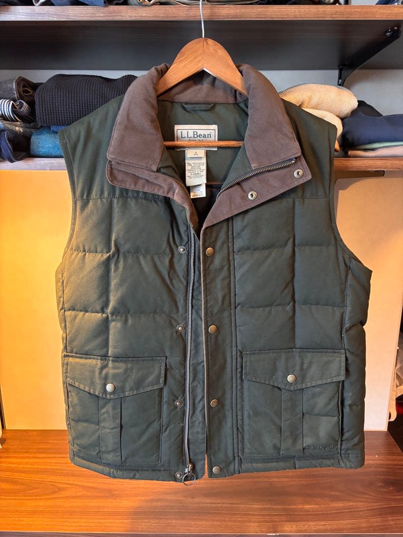 極美品希少サイズ！LLBean エルエルビーンオイルド ダウンベスト 深緑