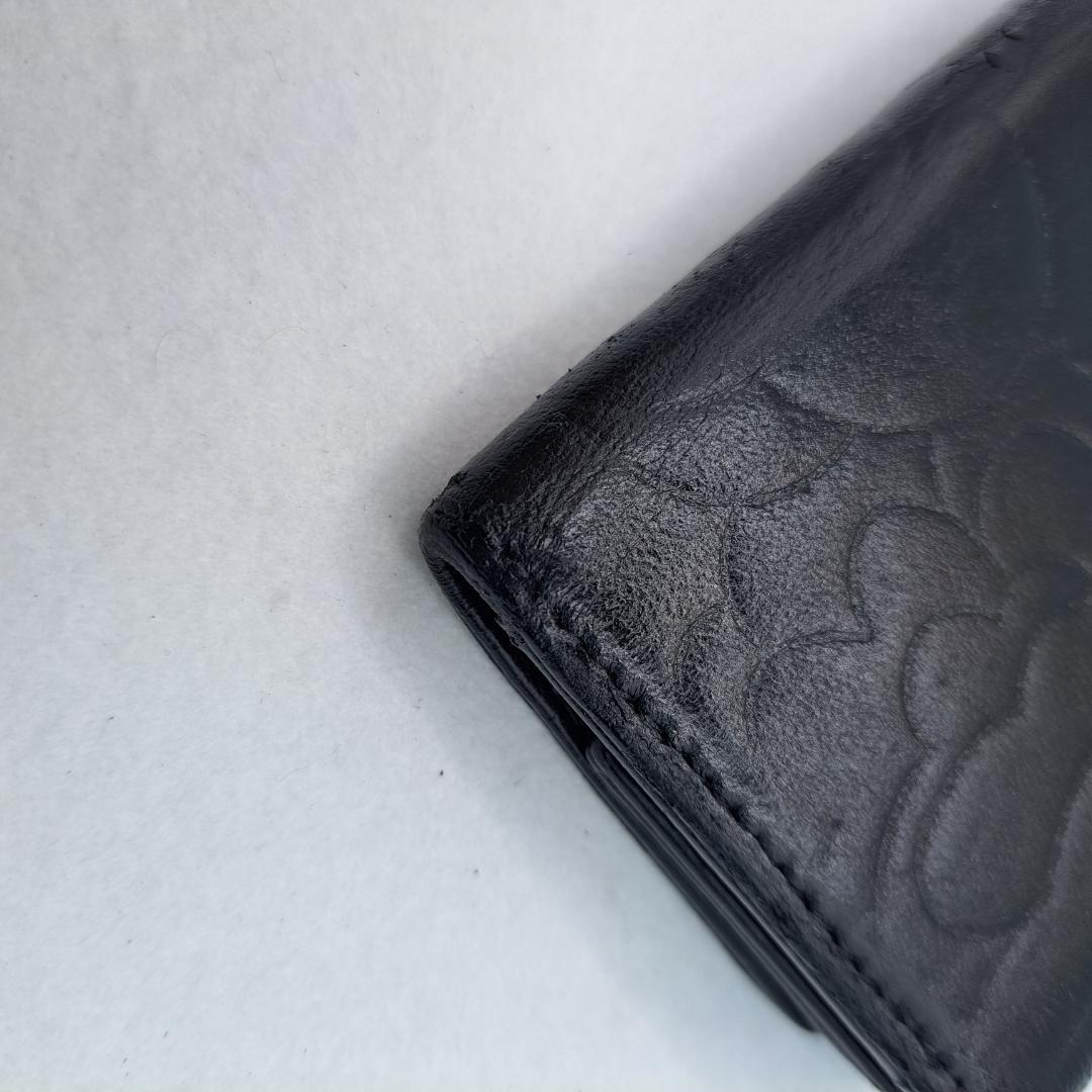 CHANEL　カメリア　キーケース　ブラック　ラムスキン