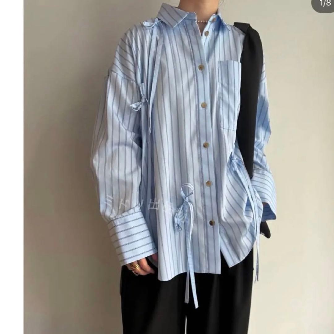 ENFOLD RIBBON SHIRT リボンシャツ　リボンシャツ　ブルー