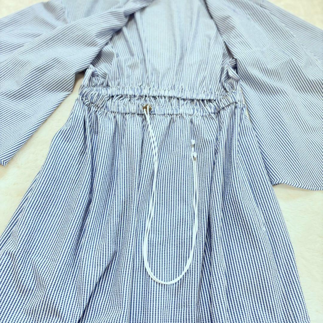 極美品　LIROMA　リロマ　デザインシャツワンピース　ストライプ