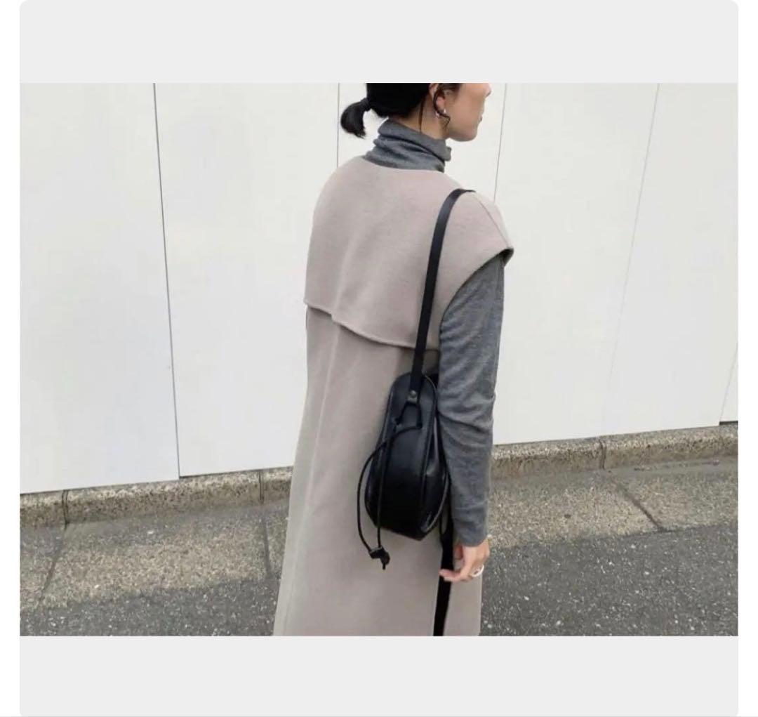YONFA ヨンファ　ウール　ロングジレ　ノーカラー　グレージュ