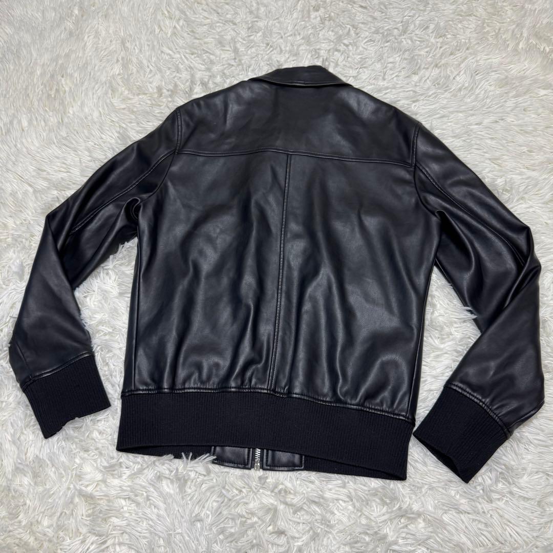 ☆【美品】ZARA レザージャケット L フライト風 リブ切替☆