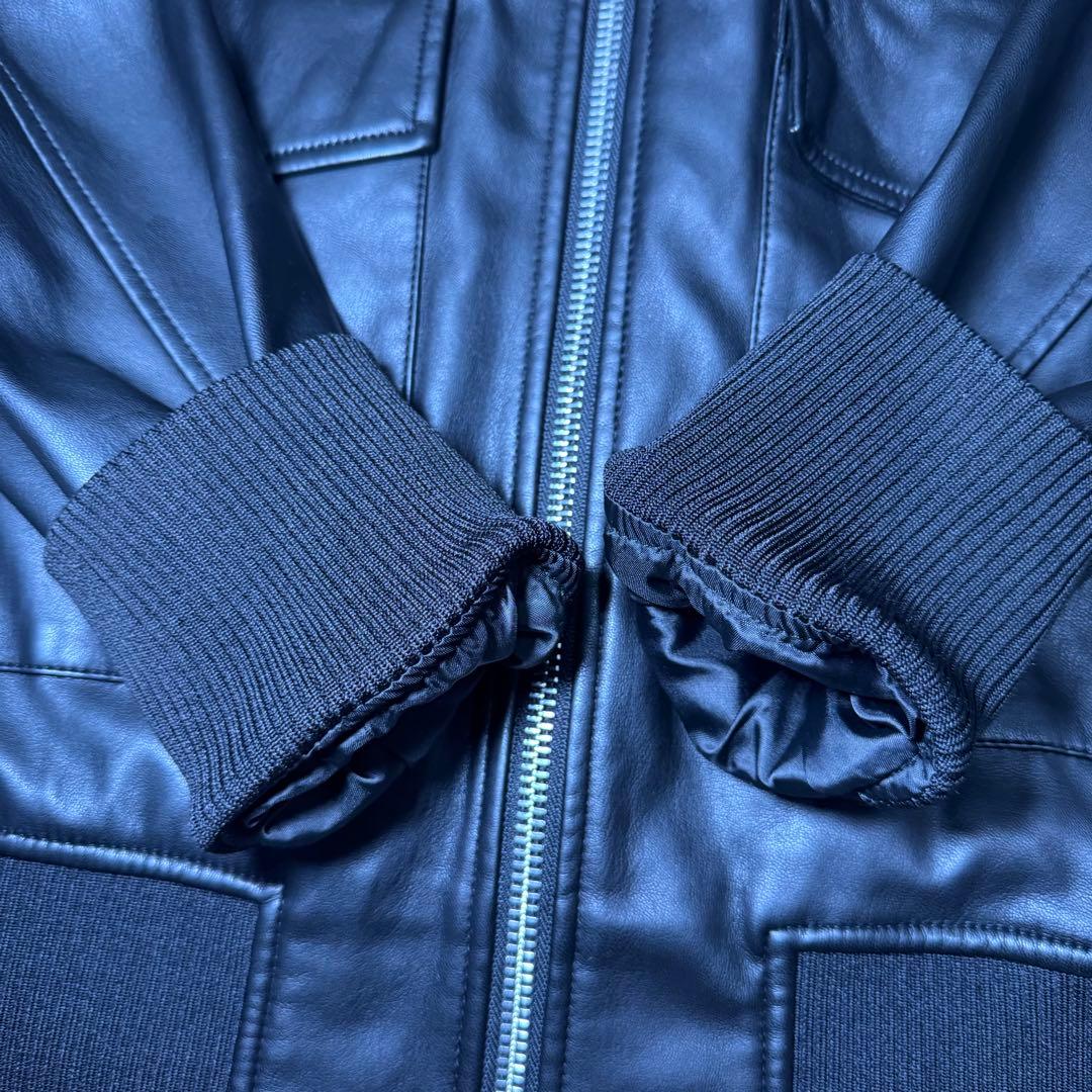 ☆【美品】ZARA レザージャケット L フライト風 リブ切替☆
