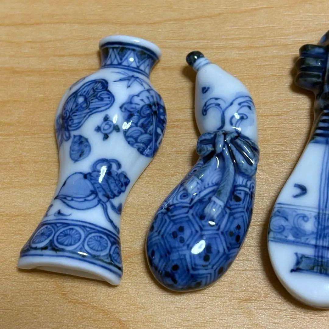 希少✨未使用保管✨九谷焼 長左窯 絵変わり 箸置き 5個揃✨皇室御用達 山本長左