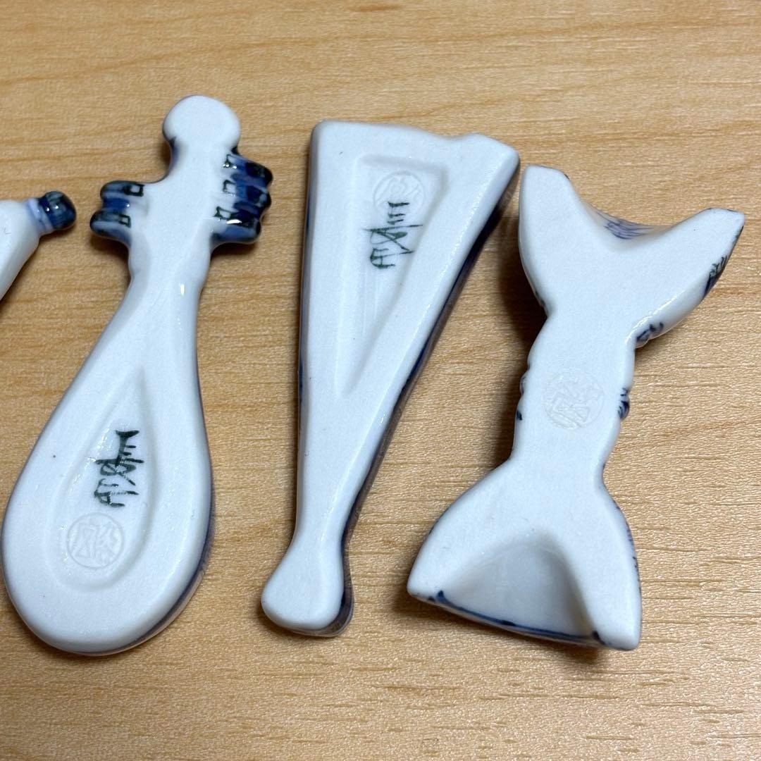 希少✨未使用保管✨九谷焼 長左窯 絵変わり 箸置き 5個揃✨皇室御用達 山本長左
