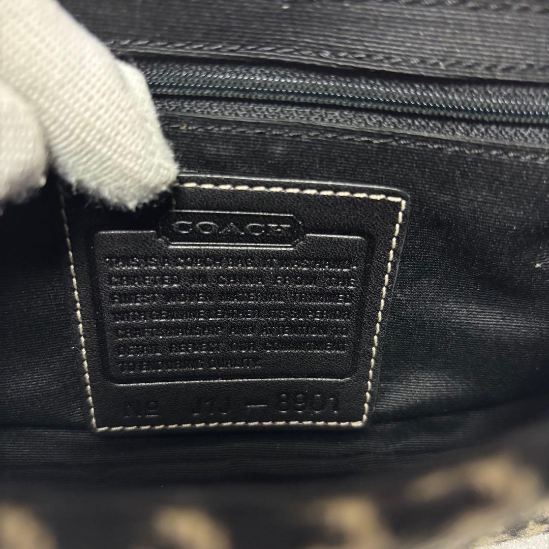 COACH オールドコーチ 白x黒 千鳥格子柄 ミニハンドバッグ肩掛け 8901