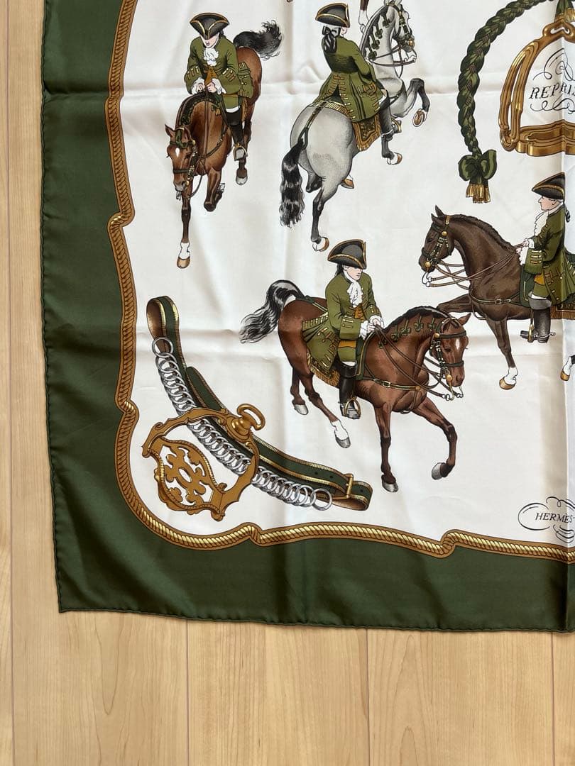 【最終価格】エルメス HERMES スカーフ カレ90 シルク 乗馬風景 馬