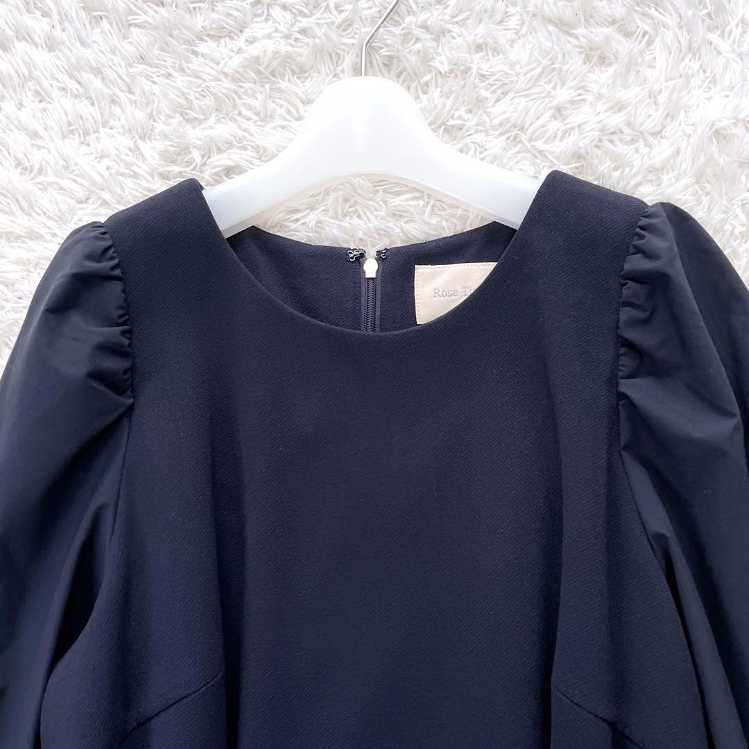 美品✨ ローズティアラ ロング　ワンピース　リボン　パフスリーブ　異素材　近年
