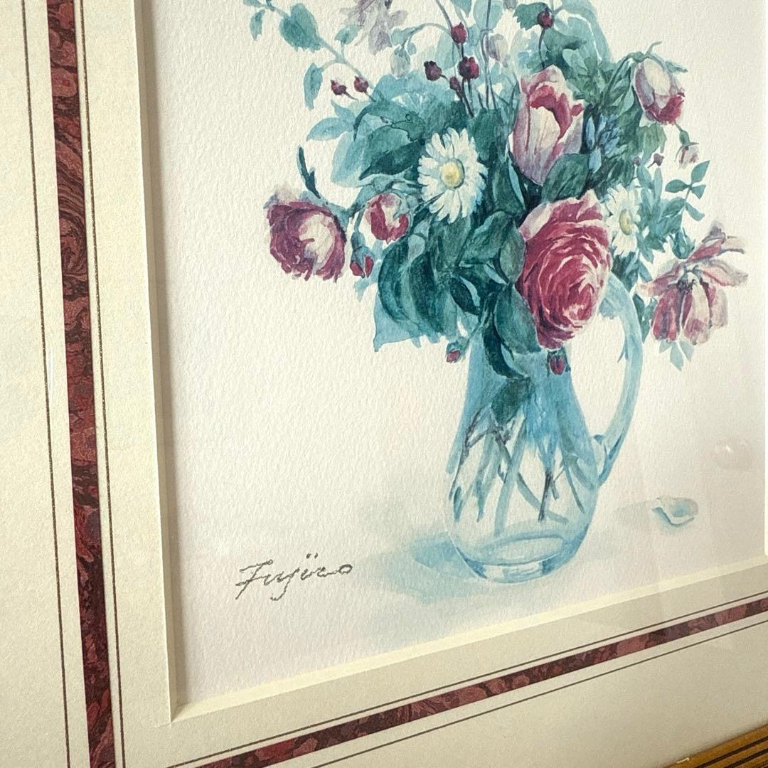 橋本不二子　水彩画 アンティークフレーム