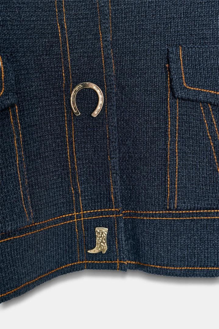 完売 ZARA コントラストボタン付きニットジャケット カーディガン L