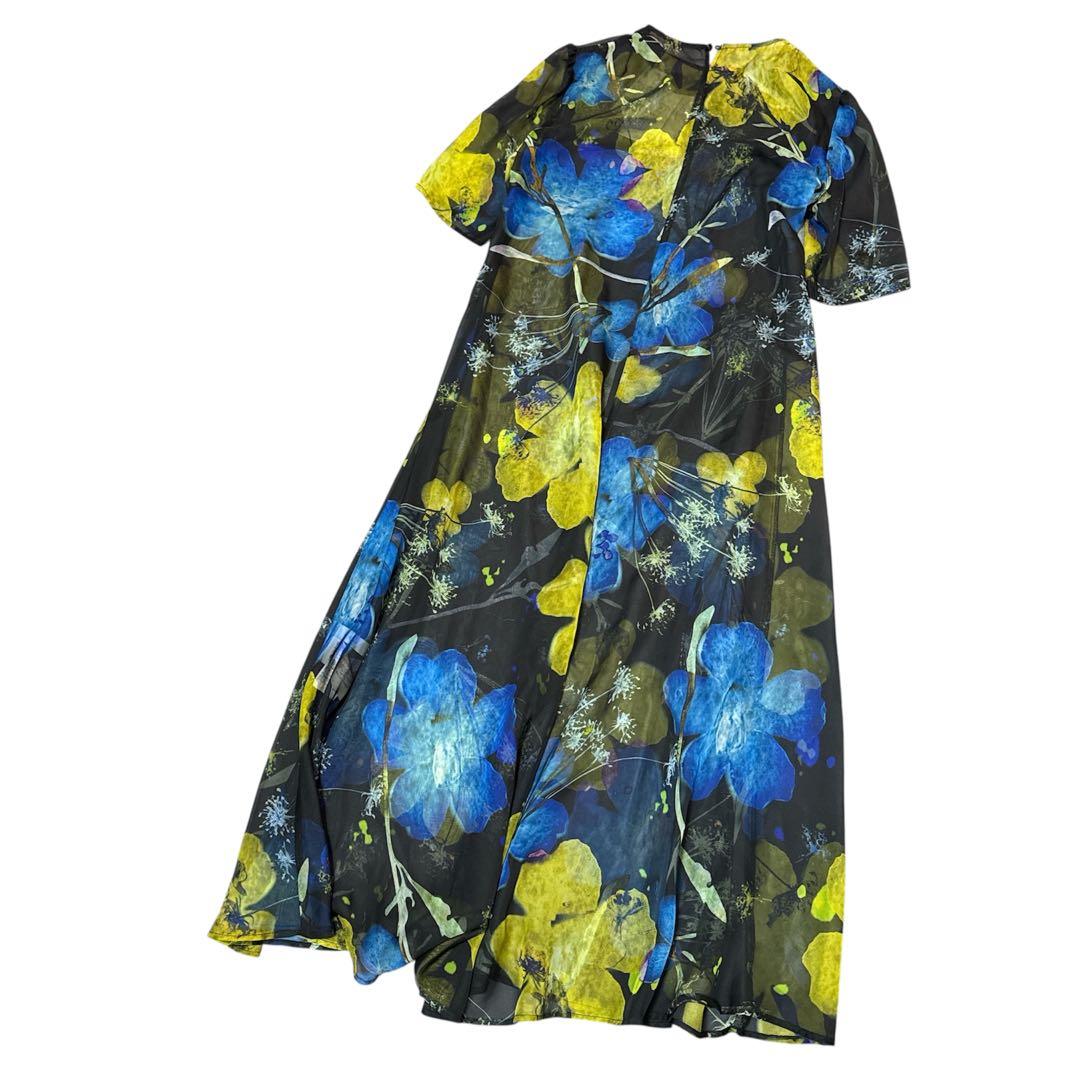 ワンピース Ameri SCAN FLOWER CHIFFON DRESS