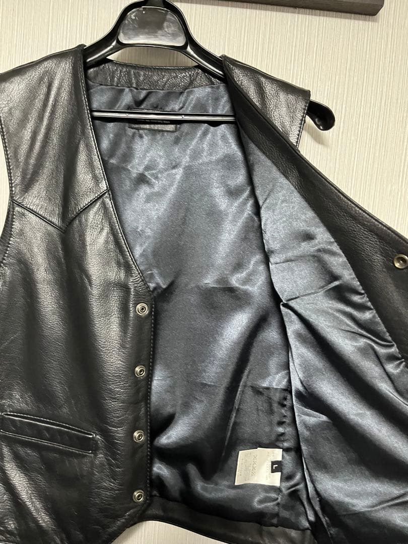 ハルフ　haruf レザーベスト　牛　　本革　ベスト　ライダース　ブラック
