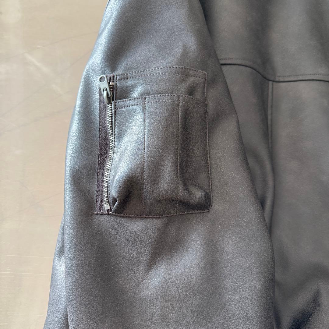 ZARA 取り外し可能な襟付きフェイクレザージャケット L