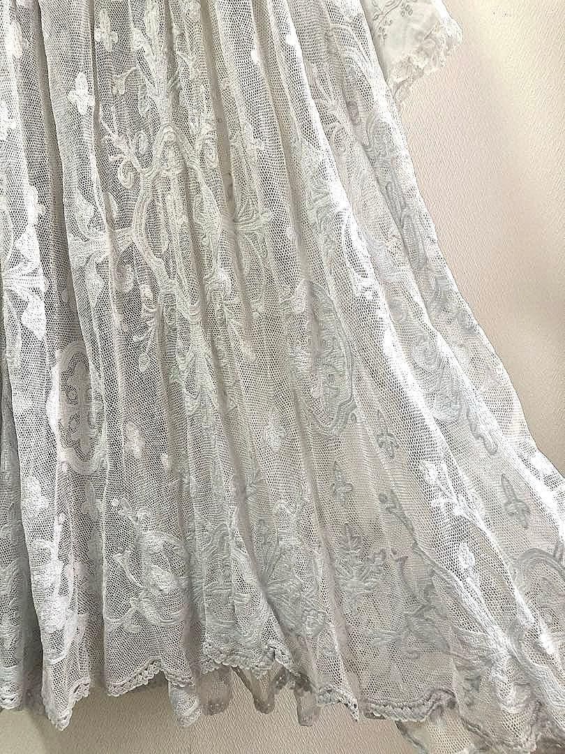 【アンティーク】チャーチスモック ホワイト レース ロング【教会服】