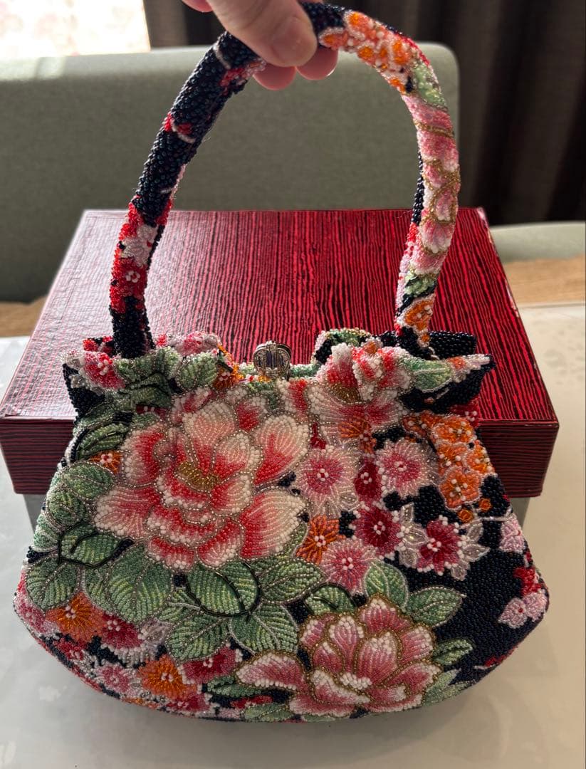 現代屋　東京小黒　手刺繍　ビーズ　和装　着物　浴衣　バッグ　日本製