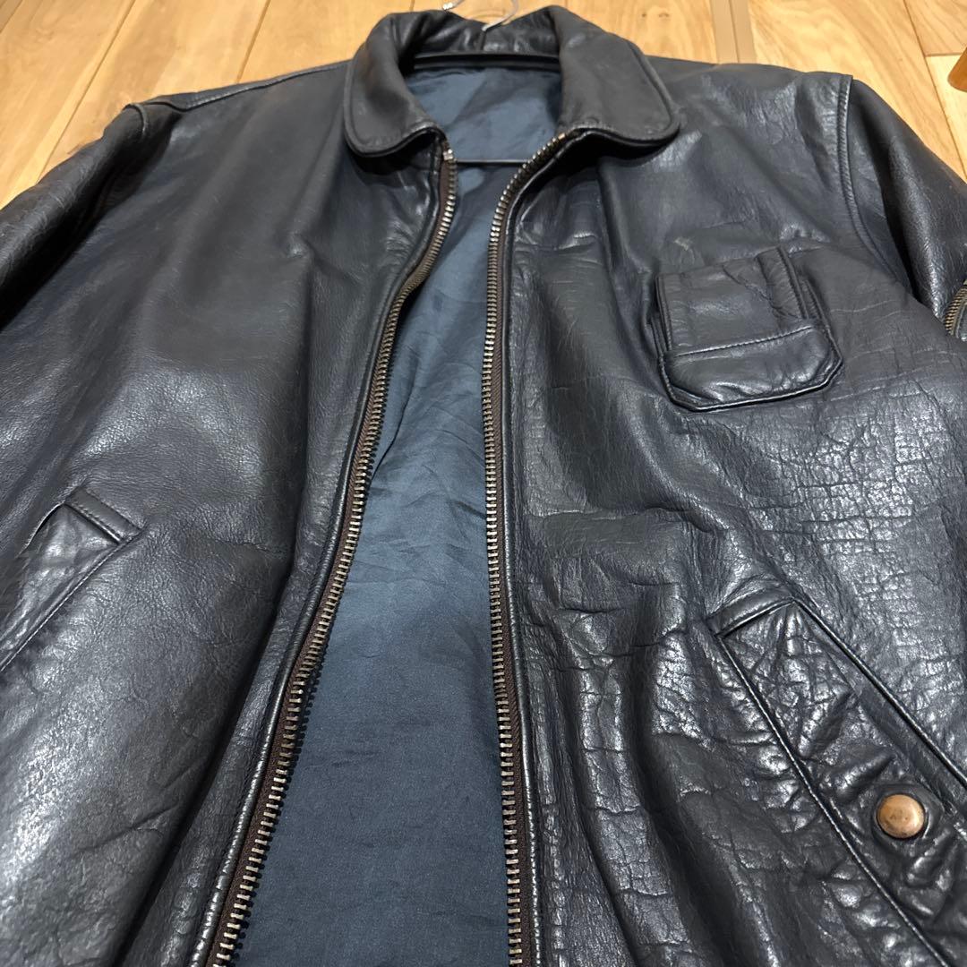 フランス軍　レザー ジャケット 古着