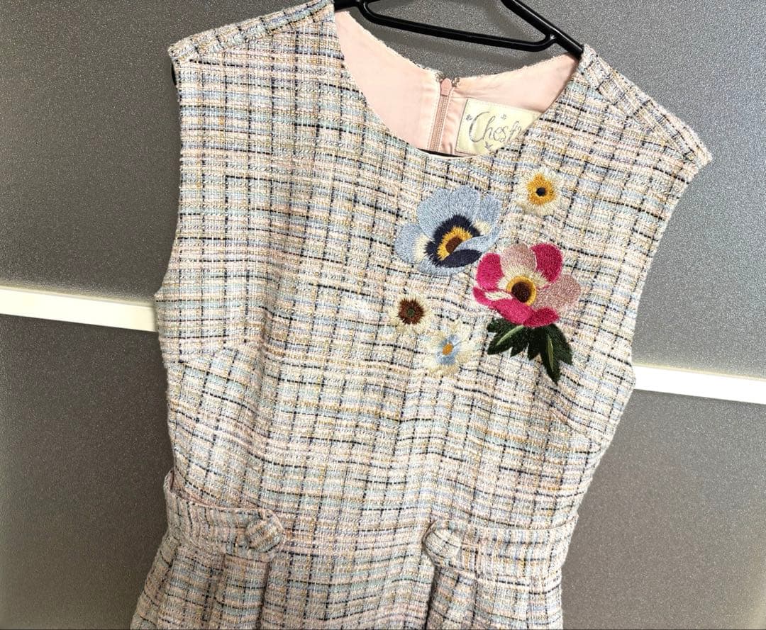 qoo‼︎チェスティ ツィード刺繍ワンピース 0サイズ
