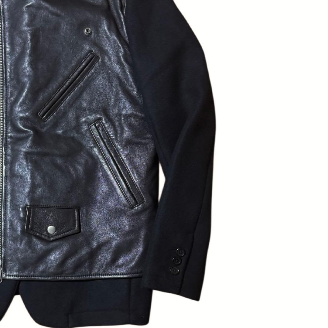極美品 CABANE de ZUCCA ドッキング テーラード ライダースJKT