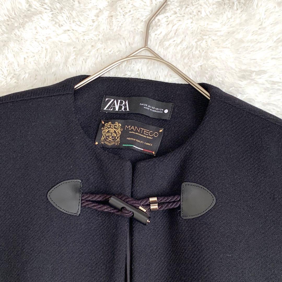 ZARA マンテコ ポンチョ ブラック ケープ コート 高級素材 完売品