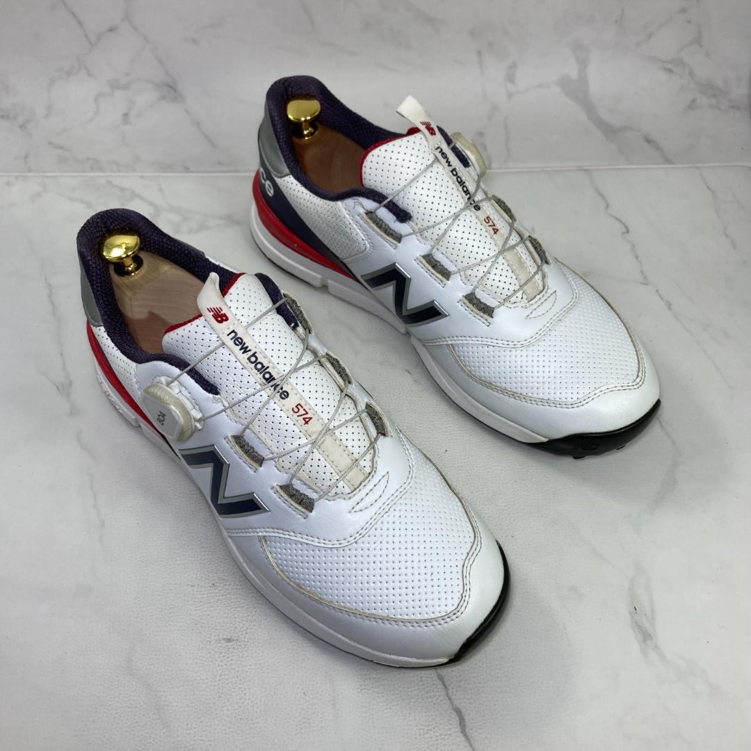 【美品】new balance ゴルフシューズ 26.0㎝ 白/紺/赤