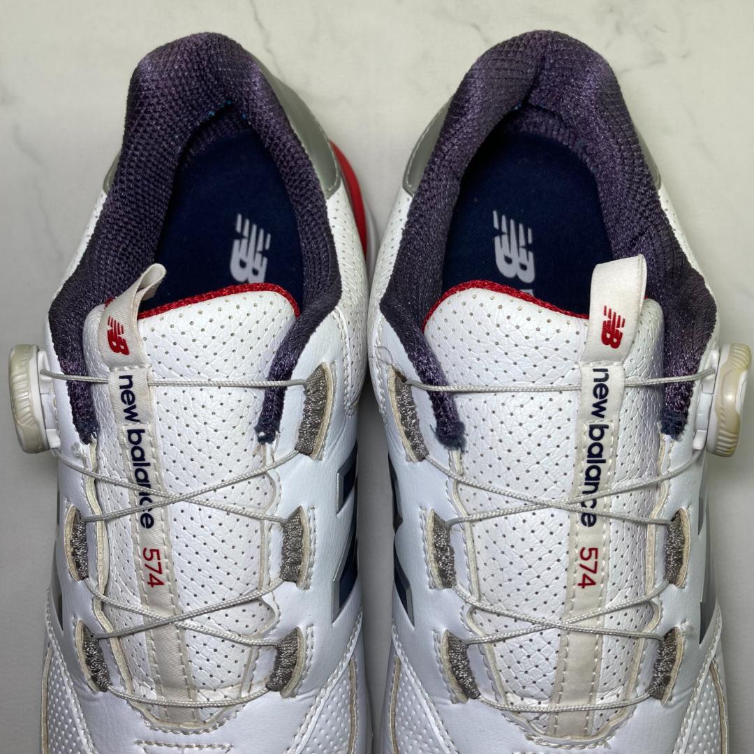 【美品】new balance ゴルフシューズ 26.0㎝ 白/紺/赤