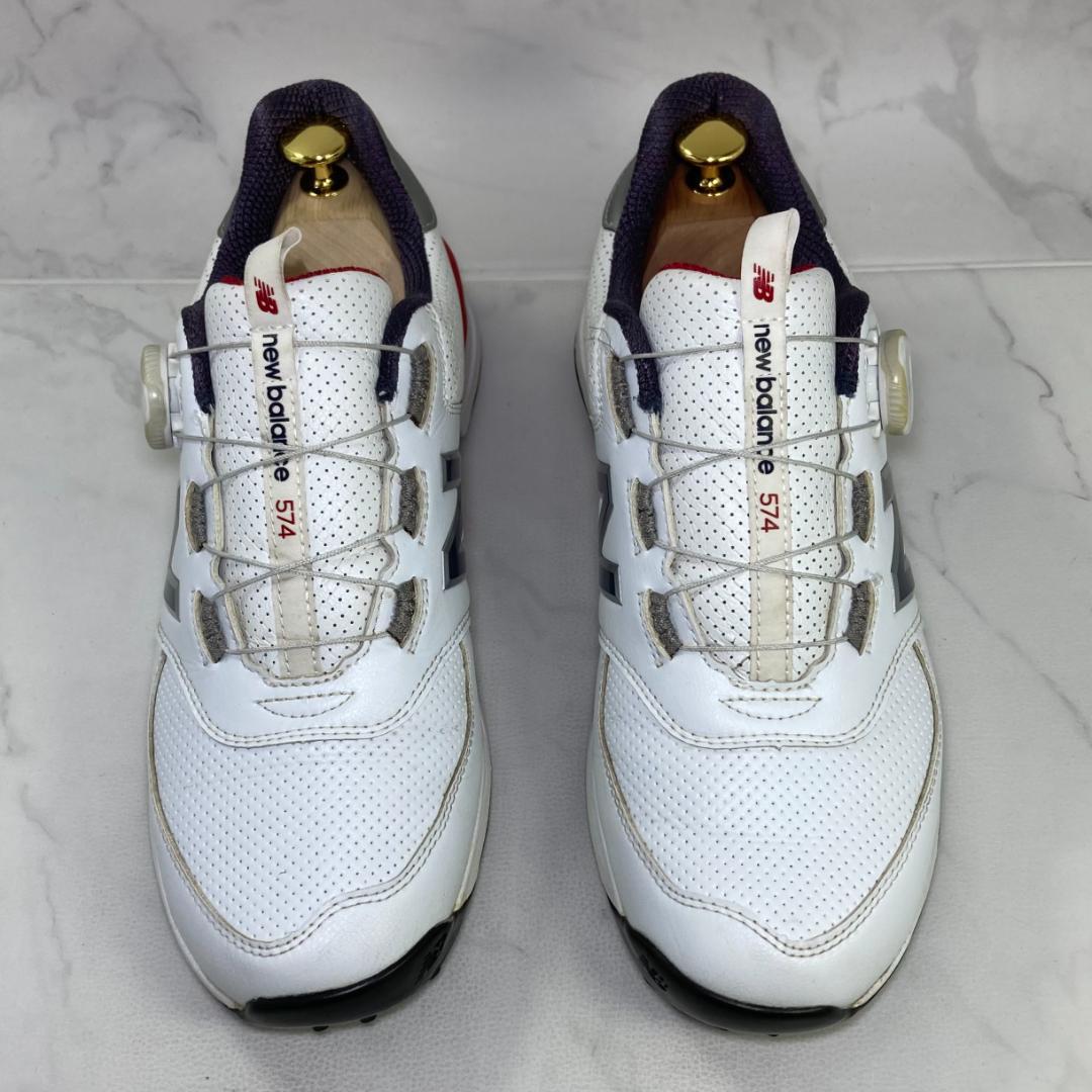 【美品】new balance ゴルフシューズ 26.0㎝ 白/紺/赤