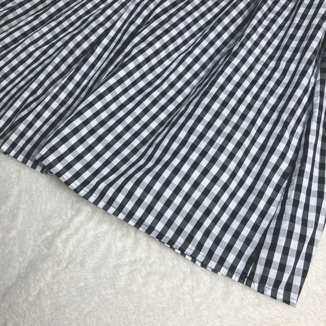 ビアズリー✨先染めチェックギャザーワンピース　定番人気　ロング丈　コットン　0