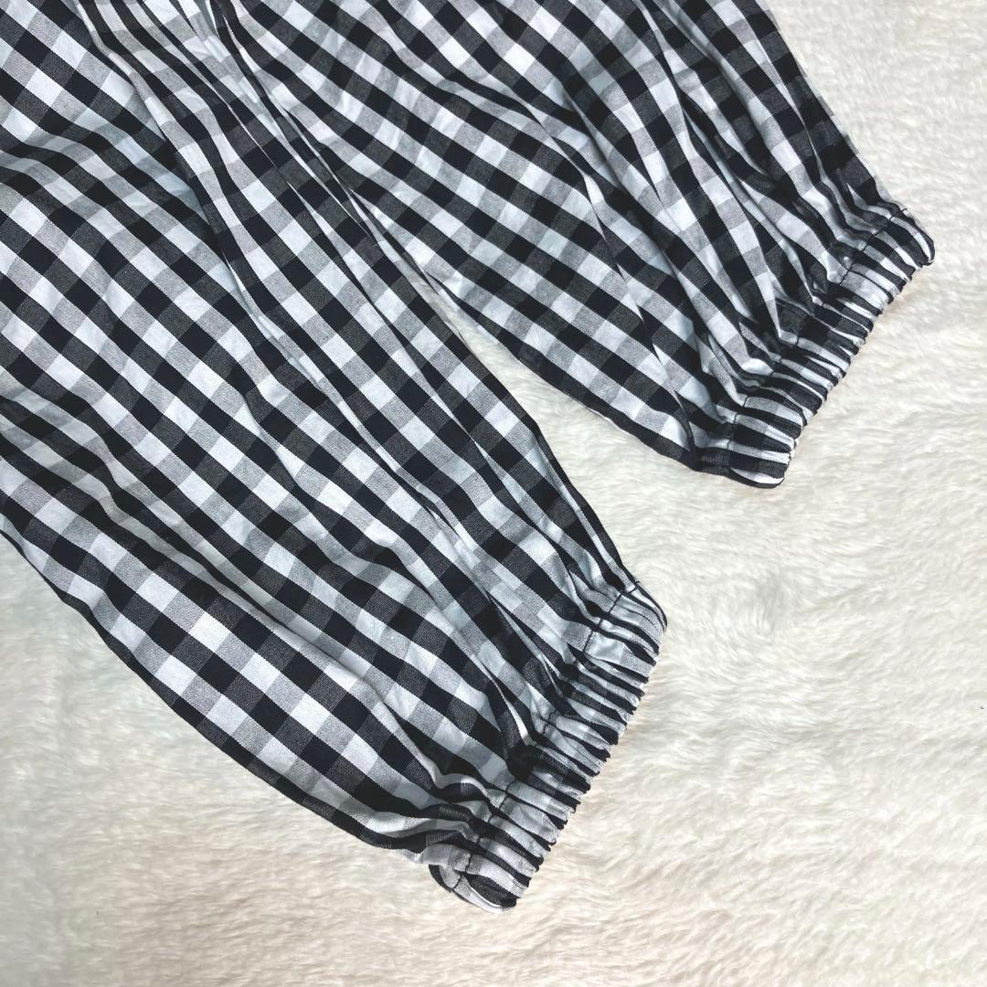 ビアズリー✨先染めチェックギャザーワンピース　定番人気　ロング丈　コットン　0
