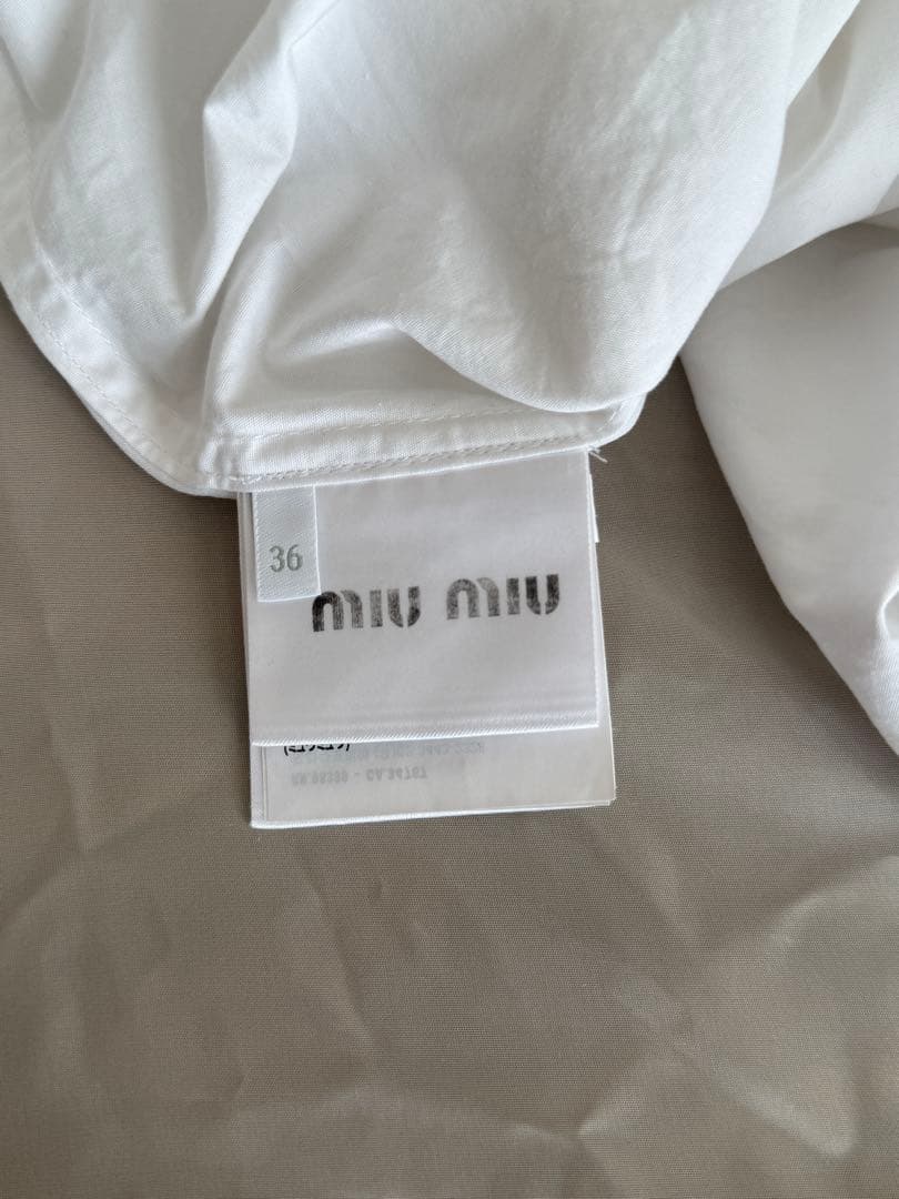 23年製 miu miu ミュウミュウ ポプリンシャツ ホワイト 白