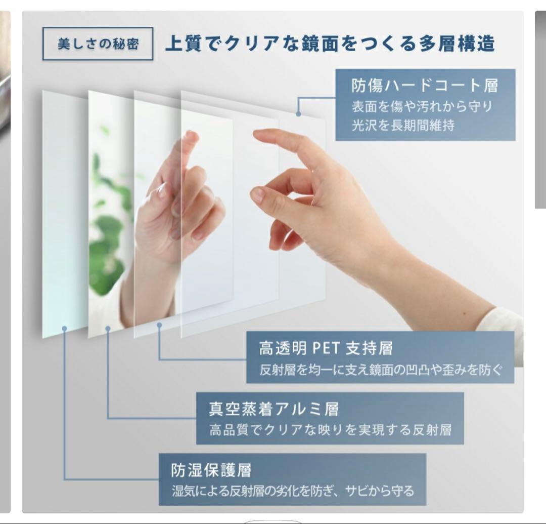 【新品・未開封】横浜手渡し Refsafe割れない鏡 50×160cm ゴールド