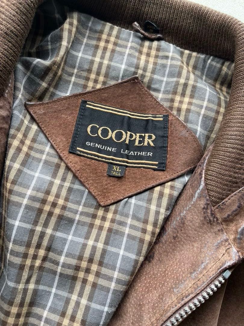 90s COOPER スエード レザージャケット XL TALL YKKジップ