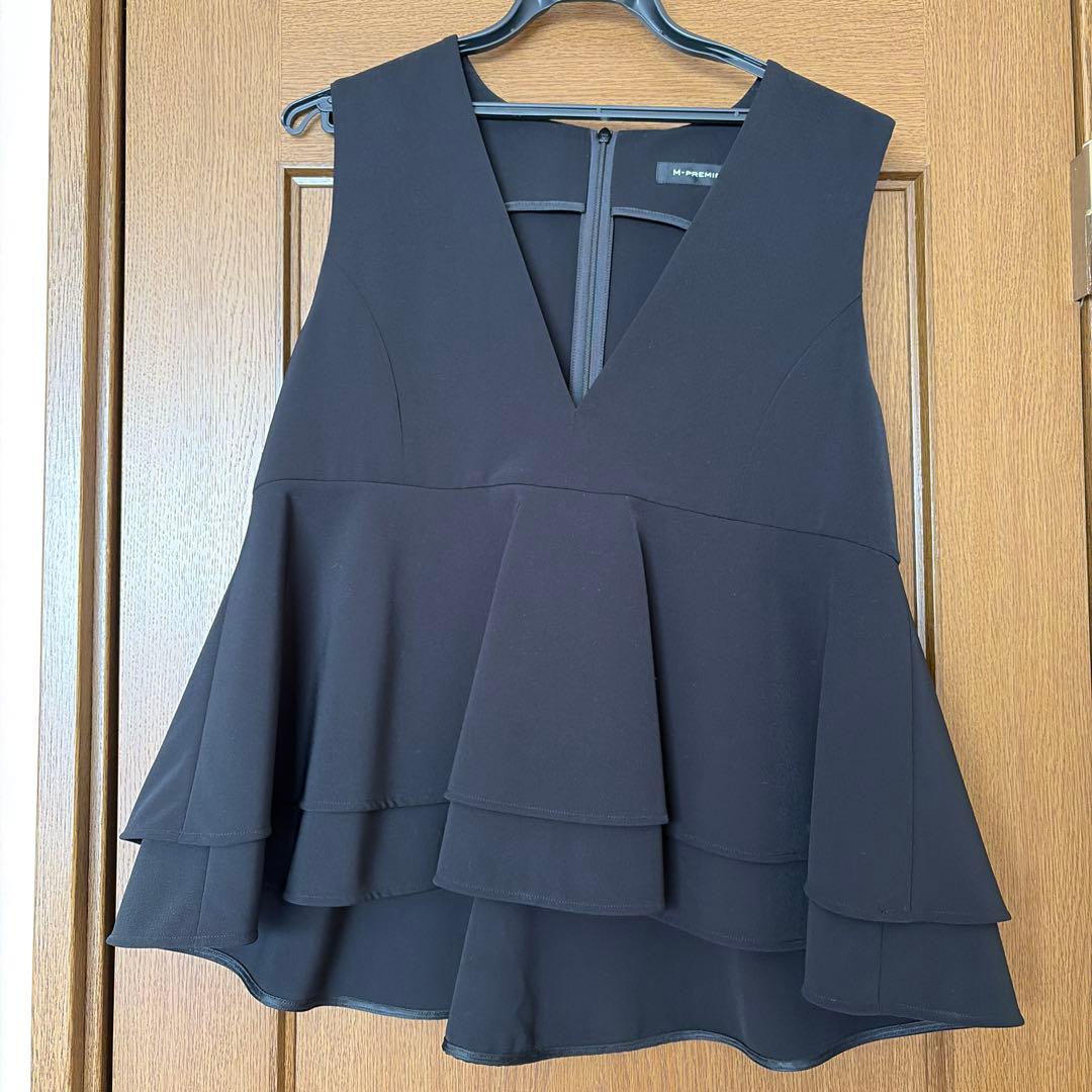 mpremier♡ダブルクロスVネックペプラムジレ