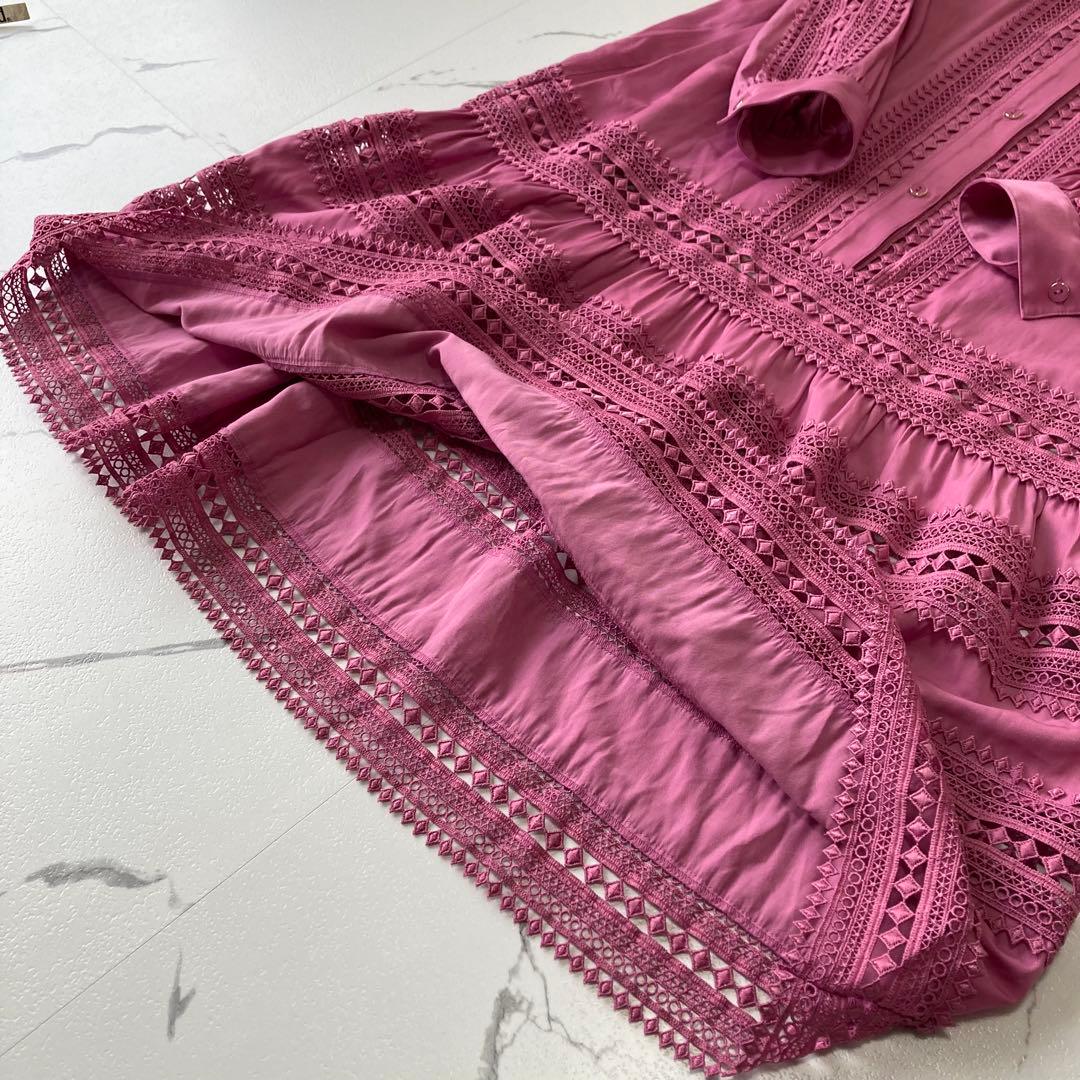 GRACE CONTINENTAL✨シャツワンピース　レース　ティアード　刺繍